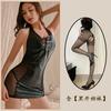 Sexy Underwear, Sexy Neck-hanging Milk Mesh Stitching Leather Skirt, Passionate, Hot Hip-wrapping Scheming PU Tight Skirt