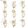 Alisouy 1pc Zirconia Fake Piercing Clip Nose Ring Body Jewelry for Women Ear Cuffs Heart Cross Star Leaf Flowers Clip Nose Rings