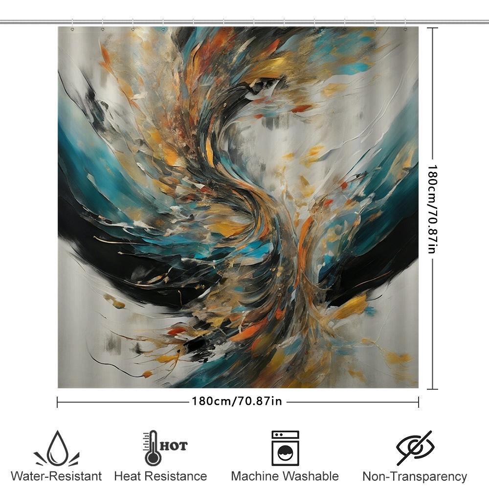 Abstract Art Shower Curtain Colorful Floral Design For Bathroom Decorations Home Decoration