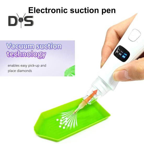 Stilou de artă cu diamant cu vid, stilou de artă cu diamant electric fără fir, cu vârfuri de înlocuire, 3 moduri de aspirare reglabile, stilou de vid pentru meșteșuguri de artă cu diamant DIY