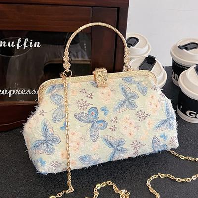 New Butterfly Decoration Handbag Wedding Chic Clutch Lock Shell Clip Lady Handbags And Purse Chain Shoulder Bags Messenger Bags