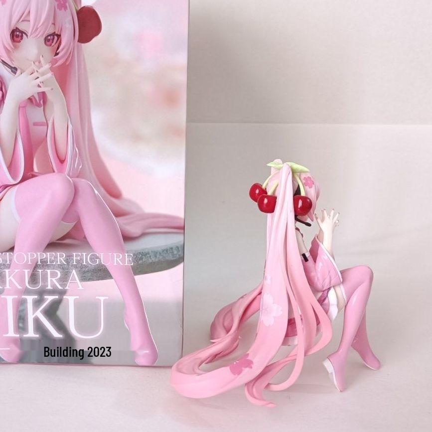 Hatsune Miku Sakura Sitting Anime Figure - Desktop Ornament and Gift