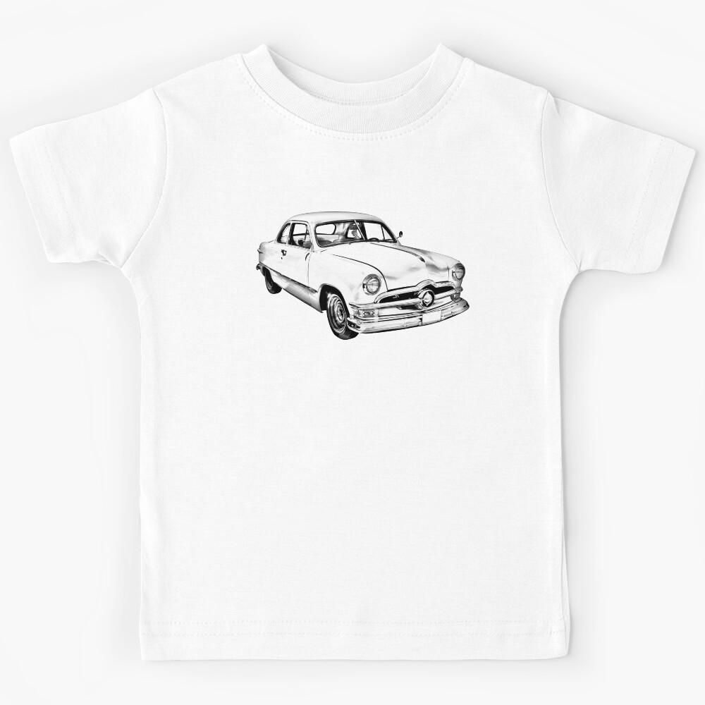 1950  Ford Custom Antique Car Illustration Kids T-Shirt 130