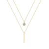Square Flashing Diamond Round Geometric Double Necklace Female Clavicle Necklace Niche Cold and Simple Temperament Necklace Female