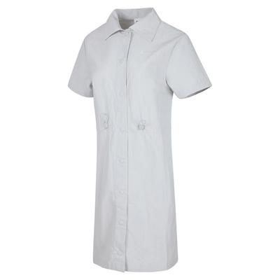 Vestido Polo Casual Esportivo de Manga Curta com Botões Feminino Cinza HJ1145034