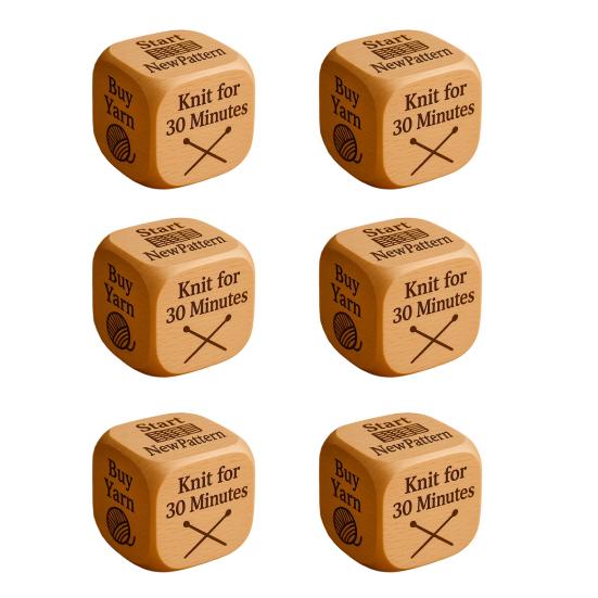 1/2/3/5/6/8Pcs Wooden Quilter Dice with 6 Engraved Quilting Tasks Solid Wood Quilting Embroidery Knitting Projects Baking Drinking Decision Dice Tools