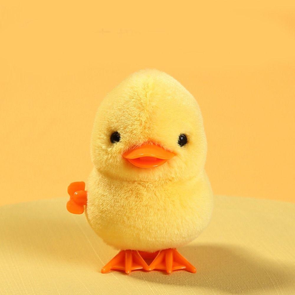 Plush Clockwork Spring Chicken Toy Cute Guide Baby Crawling Toy Duck Wind Up Jumping Toy  Cat Toy