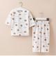 Children's Summer Cotton Pajama Set - Cartoon Print, Tagless, 3/4 Sleeves, for Air-conditioned Rooms