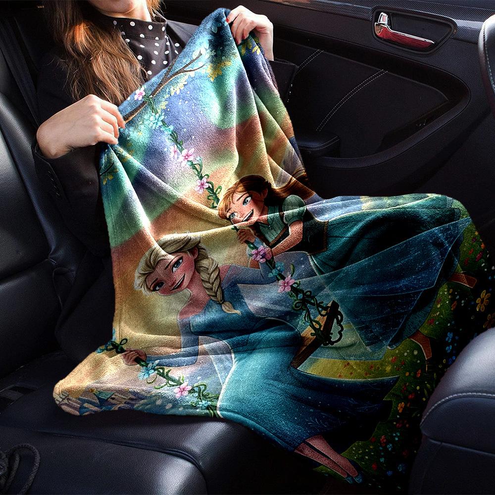 1pc Elsa Anna blanket Lightweight Flannel Throw for Sofa Bed Travel Camping Livingroom Office Couch Chair