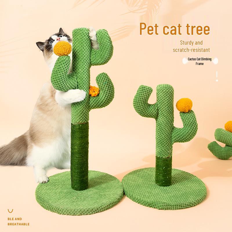 Cactus Cat Climbing Frame & Sisal Scratching Post with Toys