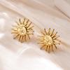 Punk Sun Earrings For Women Gold Plated Stainless Steel Geometric Sun Face Earring Wedding Aesthetic Waterproof Jewelry Gift