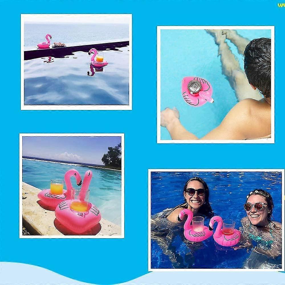 14 Pack Flamingo Inflatable Drink Holder Drink Pool Floats Cup Holder Floats Inflatable Floating Coasters Float Coaster For Pool Party Water Fun