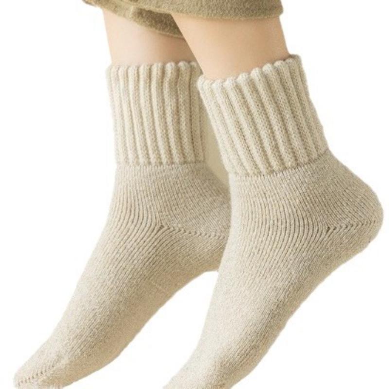 Unisex Solid Color Winter Socks, Thick Thermal Mid-Crew Socks for Women & Men, Cozy Fleece Lined Cold Weather Boot Socks