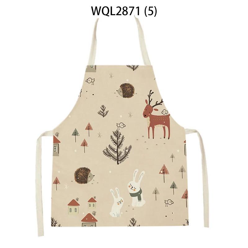 Sea Animal Shell Crab Fish Printed Kitchen Aprons Home Cooking Baking Accessories Deer Hedgehog Crocodile Pattern Delantal