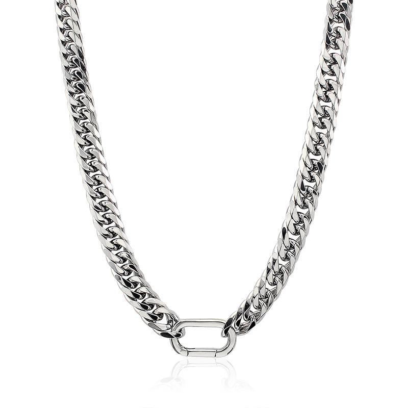 

Simple Unisex 18K Gold Plated Climbing Buckle Statement Chunky Chain Climber Two-tone Stainless Steel Necklace серебряный