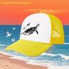 Sea Turtle Print Mesh Trucker Hat Unisex Polyester Breathable Adjustable Casual Beach Cap