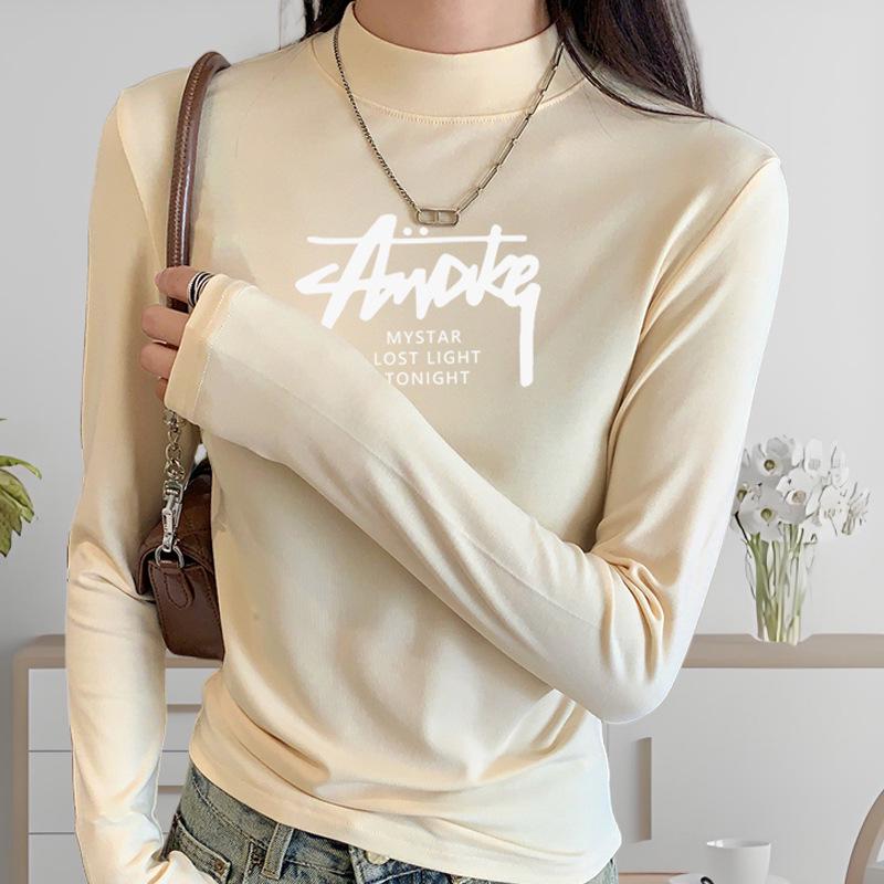 Women's Plus Size Modal Turtleneck Long Sleeve Shirt - Thin, Solid Color, Elastic Base Layer for Autumn/Winter