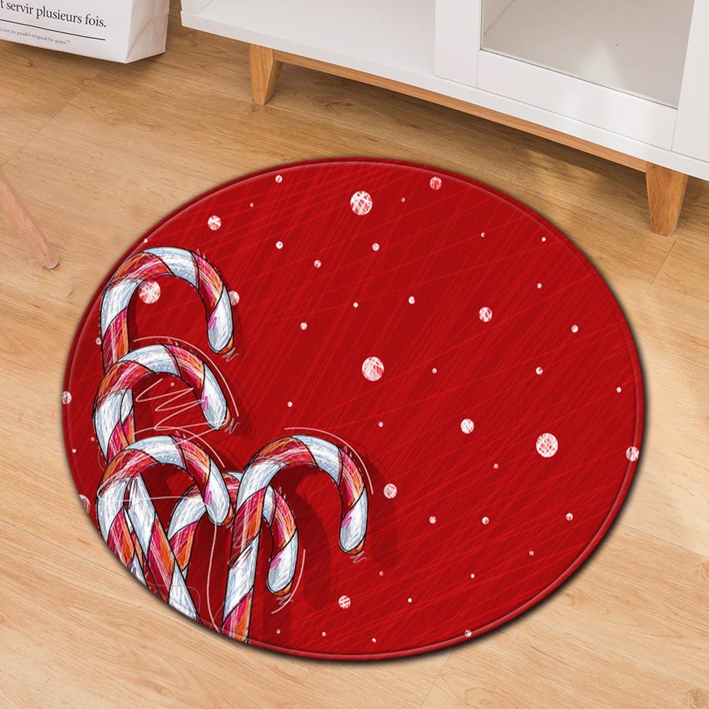 Christmas Festive Door Mat Household Non-Slip Round Floor Mat Living Room Coffee Table Bedroom Carpet