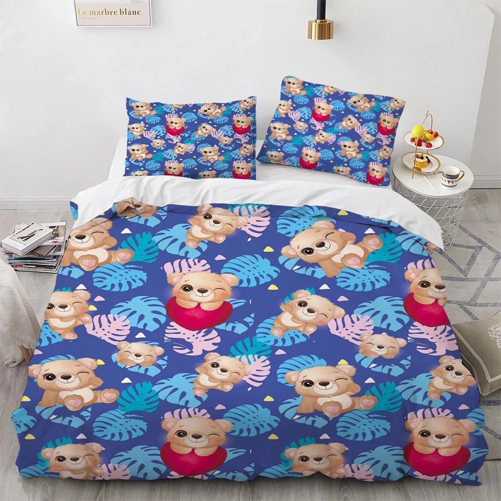 Children Kids Soft Duvet Cover Sets Twin Young Boys Young Girls Beding Set 3D Print Unicorn, Dinosaur, Bear, Bed Quilts Cover Sets for Adult
