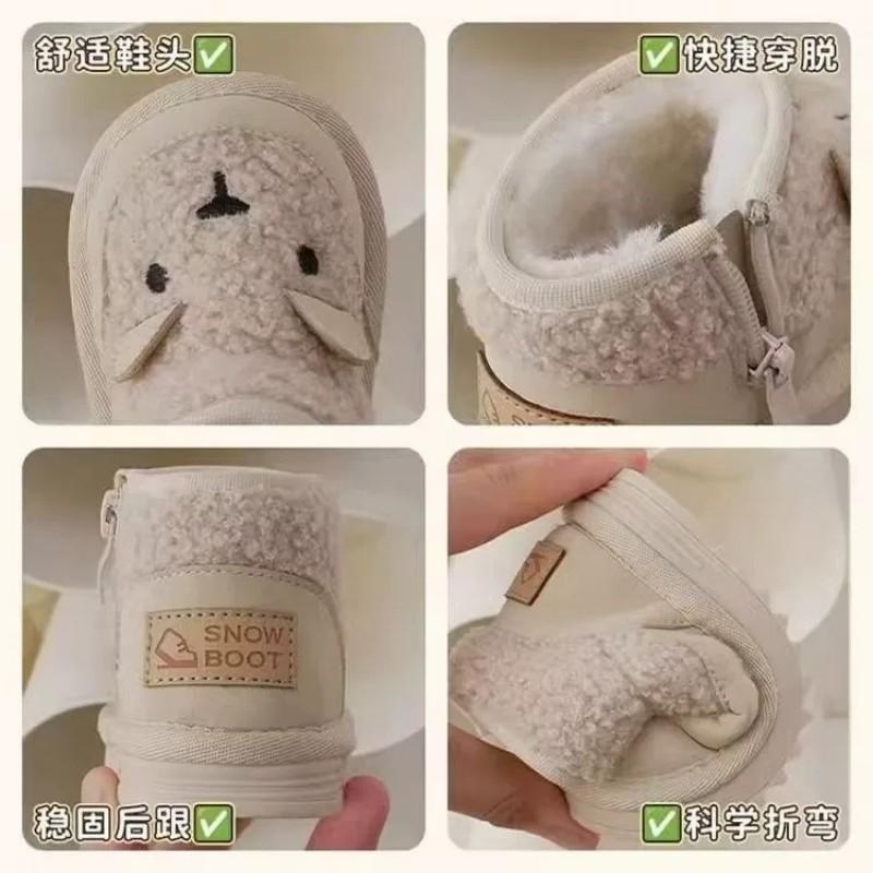 2026 Winter Warm Toddler Boots Girls Boys Soft Sole Cotton Snow Anti-Slip Rubber 1-3 Years