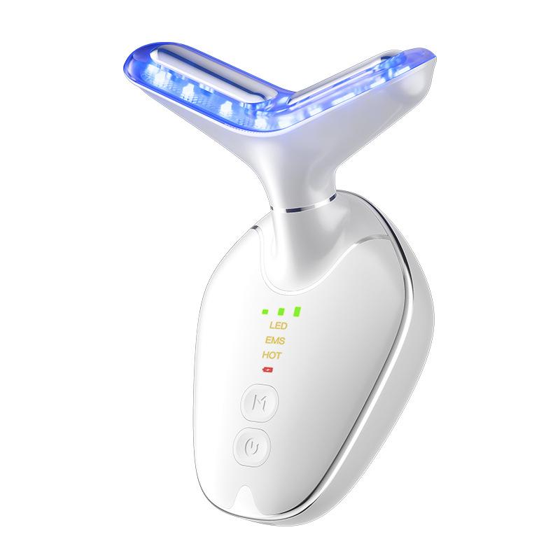 New Household Neck Beauty Instrument Neck Beauty Facialuse Vibration Heating Lifting Nasolabial Folds Face Micro-current Massager белый