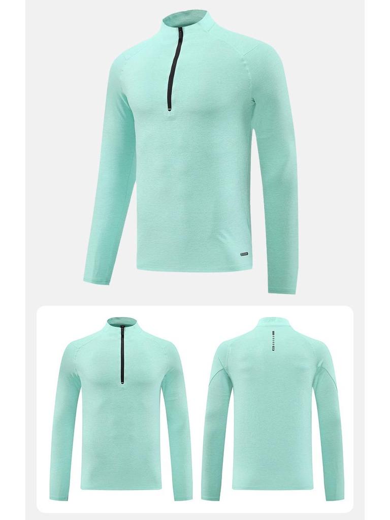Men's Quick-Dry Long Sleeve Sun Protection T-Shirt with Half Zip for Sports & Fitness