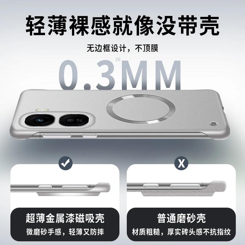 For Magsafe Frameless Hard Phone Case for VIVO IQOO Neo 10 Metallic Paint Hard PC Magnetic Back Cover for IQOO Neo 10 Pro Capa Wireless Charging Cover