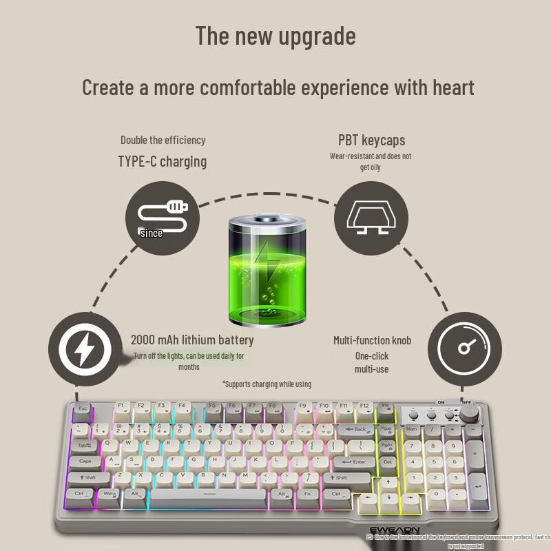 Qianxingzhe V98 Silent Wireless Bluetooth Keyboard