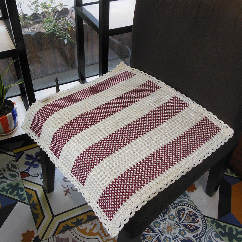 Seat Cushion Lace-up Thick Fabric Four Seasons Seat Cushion Summer Cotton Linen Office Student Dining Chair Stool Cushion