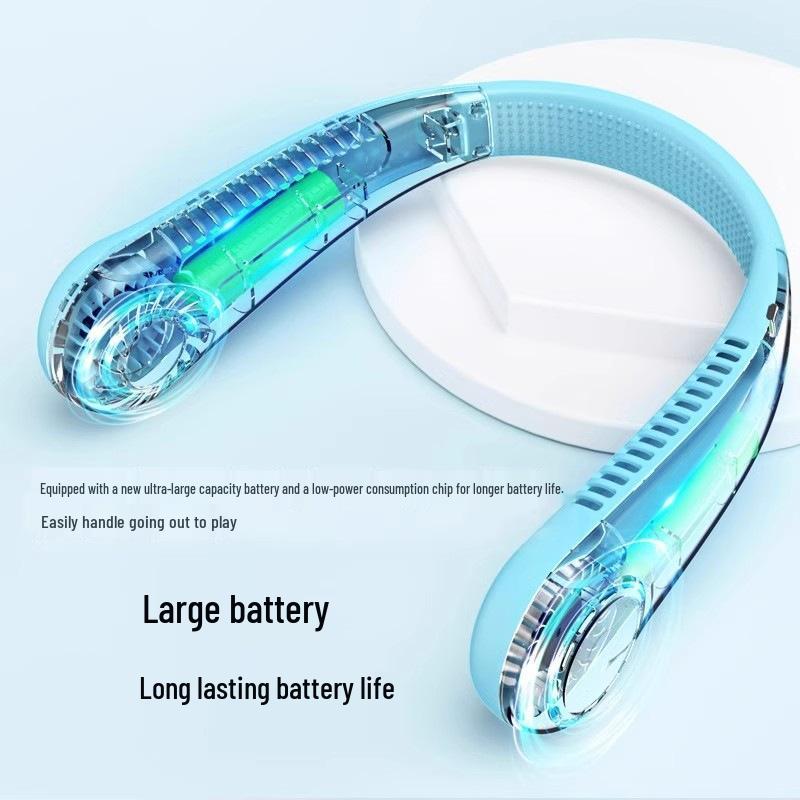 Portable Silent Neck Fan: Leafless, USB Rechargeable, Outdoor Wearable Cooler