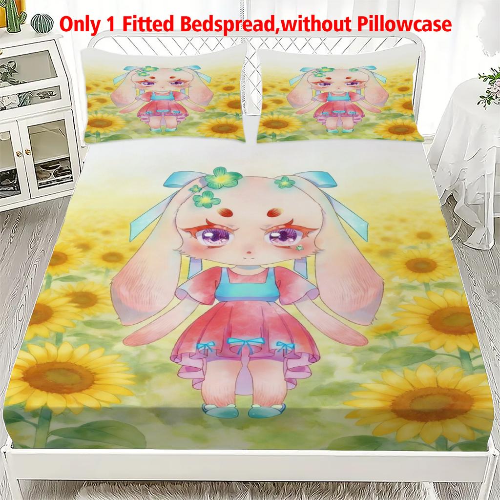 3pcs Fitted Sheet Set Soft Fluff Town Lulu-Sleepy Bunny Breathable Fitted Sheet Set for Home Decor Birthday Gifts For Kids
