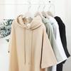 Korean-Style Solid Color Hooded T-Shirt: Simple Summer Drawstring Short Sleeve Loose Fit, for Women, Campus Casual, 200 Jin Size.