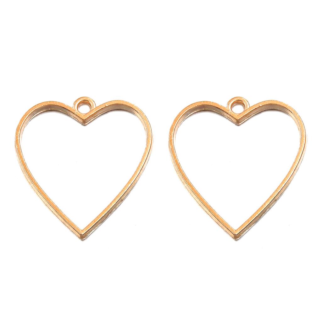 10pcs Handmade Heart Shaped Pendant Keychain Accessories Hollow Frame Metal Charms for DIY Craft Jewelry Making Supplies