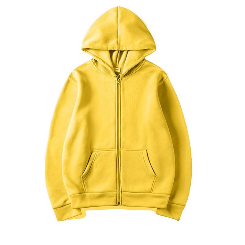 Unisex Hooded Zip-Up Sweatshirt Solid Color Casual Long Sleeve Pullover Men Women