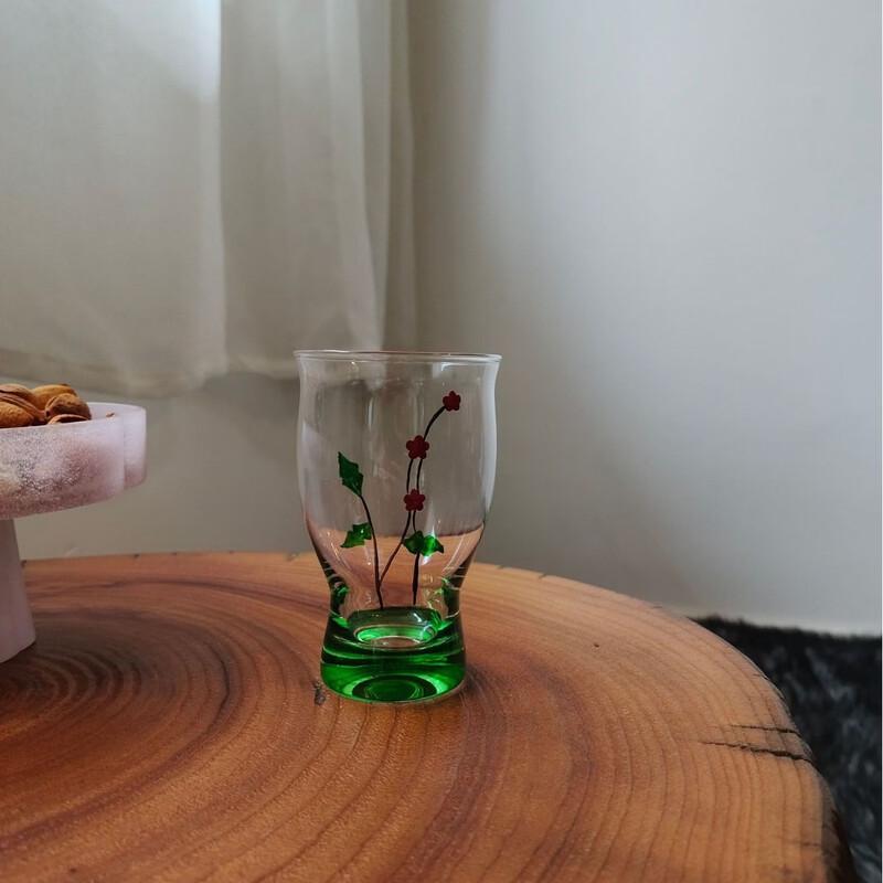 Hand-Painted Plum Blossom Glass Tea Cup
