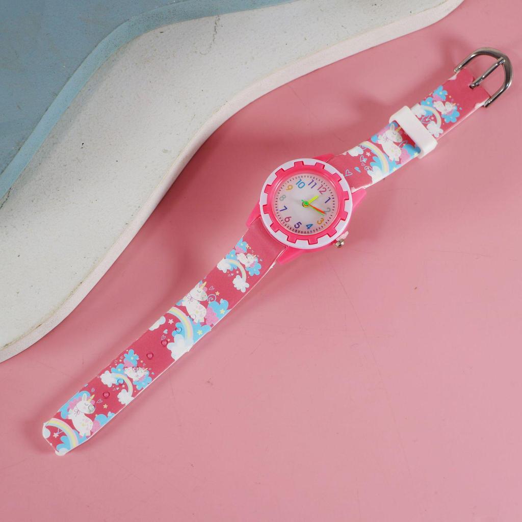 Charming Cartoon Kids’ Silicone Quartz Wristwatch with Creative Pointer Design