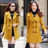 Casaco Trench de Lã Feminino Slim Fit de Botão Duplo Outono/Inverno 2024 - Novo Estilo Coreano