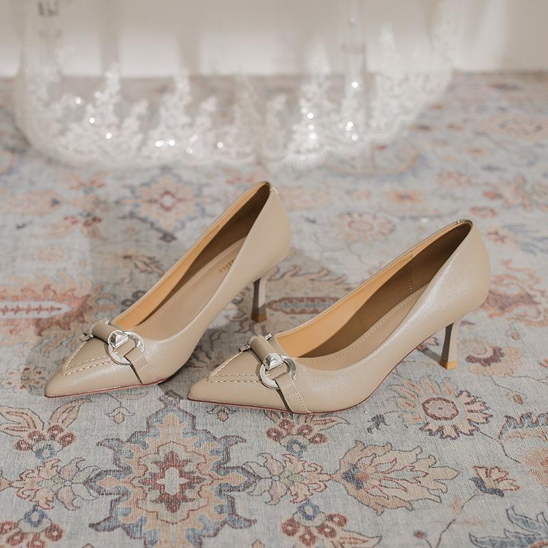 French Design Single Shoes Women's Niche Spring and Summer 2025 New Thin Heels Light Mouth Fashion Versatile Commuter High Heels