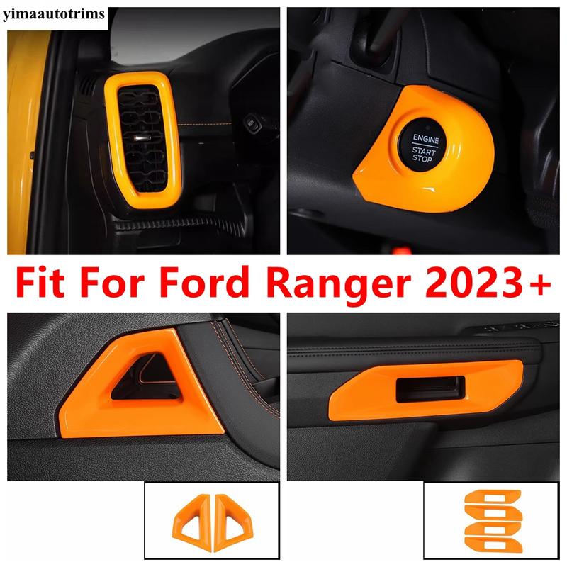 Car Handle Bowl / Start Stop Button / Central Side Panel / Air AC Vent Cover Trim ABS Accessories For Ford Ranger 2024 2025