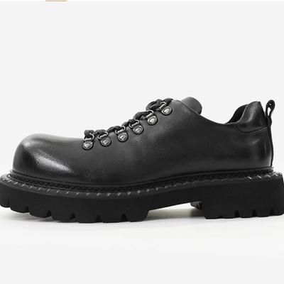 Pantofi Pantofi pentru Bărbați Mocasini Sens Înalt Versatili Navetă Piele Pantofi cu Vârf Rotund Negri cu Talpă Groasă Pantofi Casual din Piele