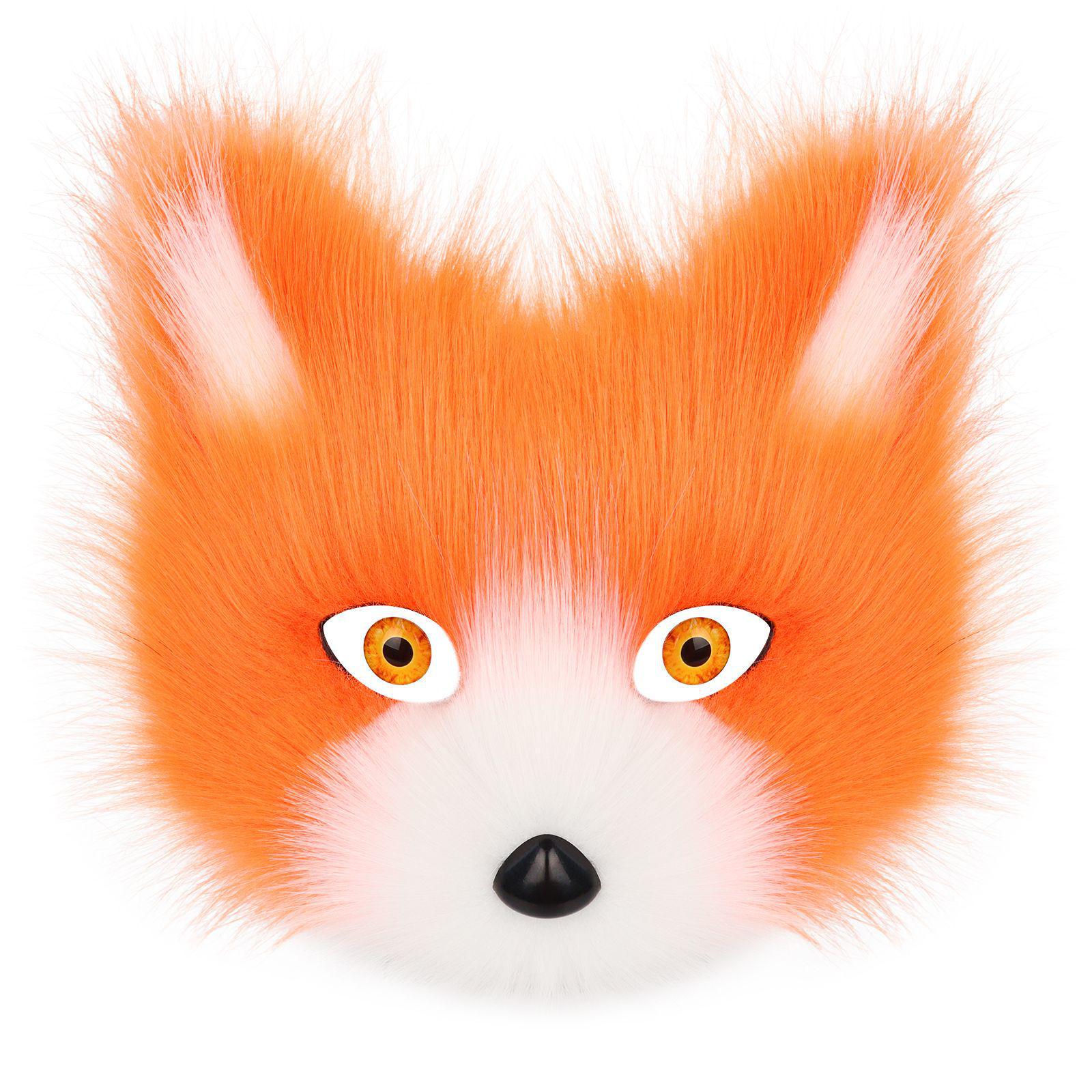 

Halloween Faux Fur Cat-Fox Half Face Mask with Eyes - Cosplay Accessory