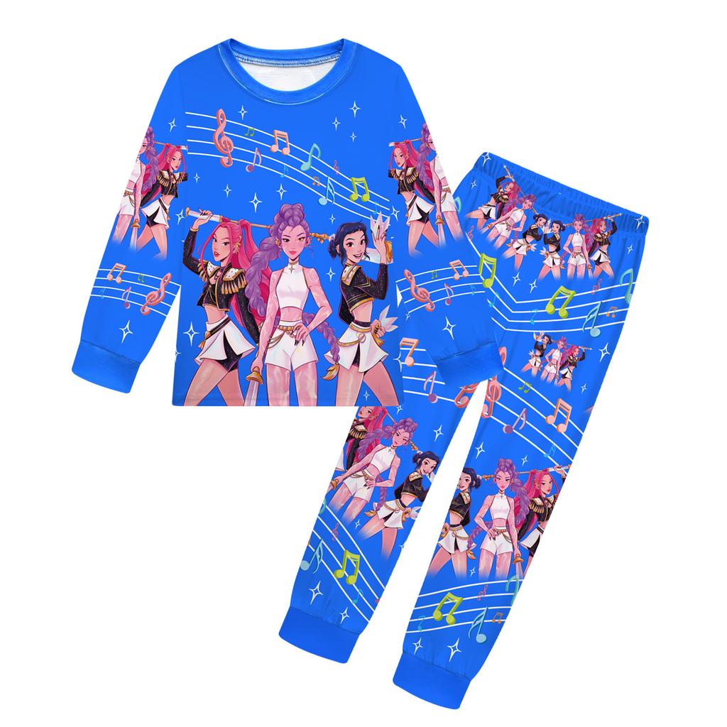 Clothing Set Girls Fashion Cartoon Printing Casual Suit Kids Versatile Clothing