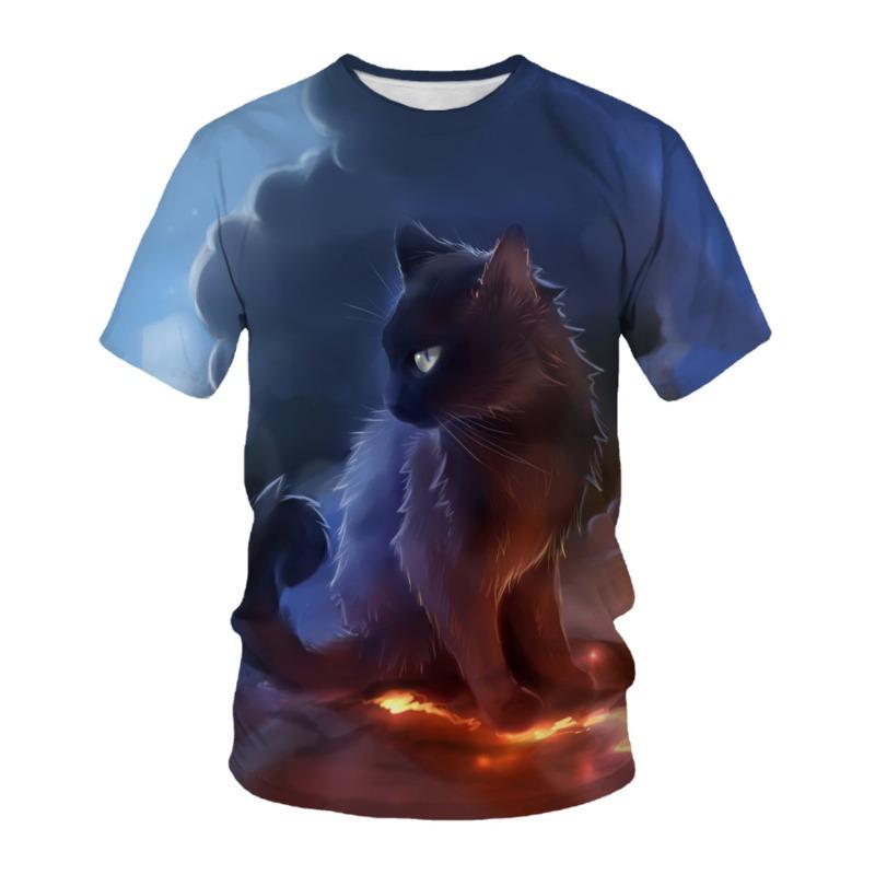 

Летняя футболка с кошачьим узором 3D цифровая печать Повседневная свободная с короткими рукавами Женская свободная футболка с короткими рукавами 6XL