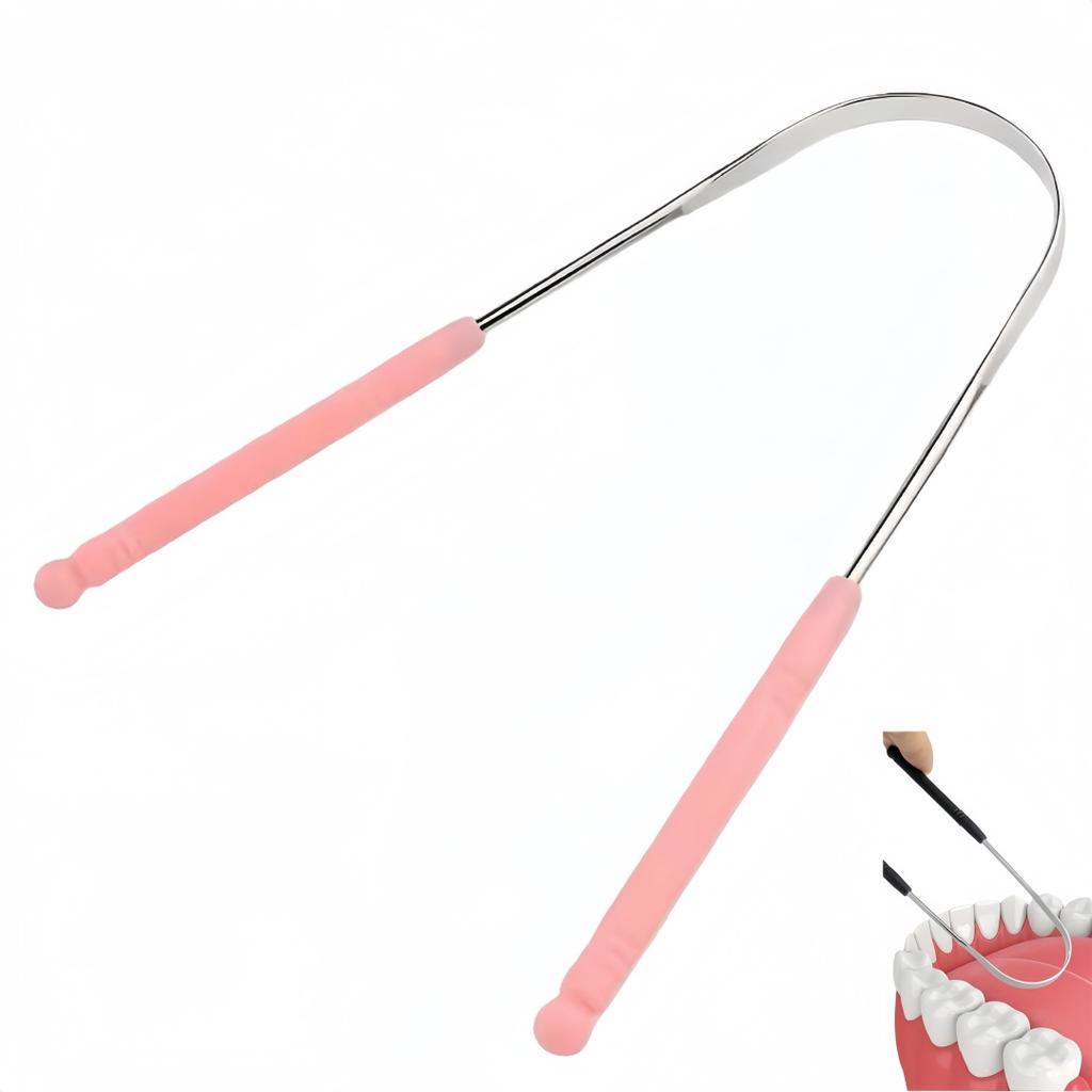 2PCS Stainless Steel Tongue Scraper U Shaped Tongue Coating Scraper Reduce Bacteria Bad Breath Tongue Brush Oral Cleaning Tool