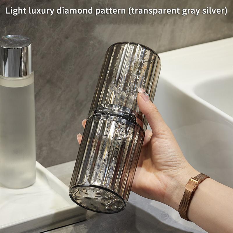 Travel Toothbrush Organizer Portable Toothbrush Organizer With Cover Toothbrush Cup Transparent Stripes Toothbrush Organizer