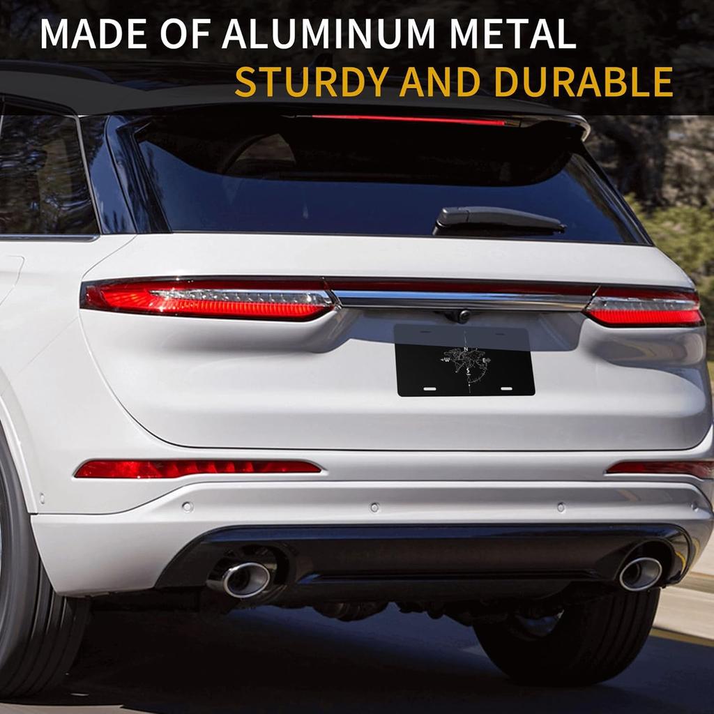 Front License Plate Cover – Aluminum Metal Car Accessory, Rust-Proof Novelty Vanity Tag Decor For Men & Women, 6X12 With 4 Holes - The World Map