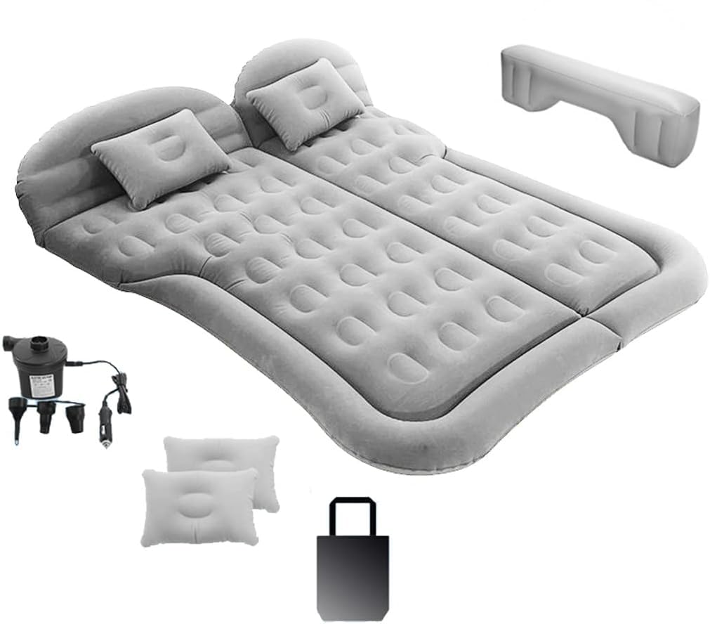 Falala Bilseng Luftmadrass for Universalbil Praktisk Bilseng Vanntett og PVC Inkluderer Elektrisk og Oppbevaring Perfekt for Grå Matte, SUV-er,