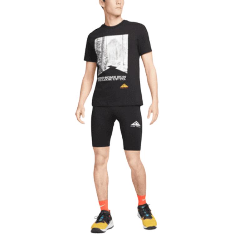 Nike Landscape Letter Print Crew Neck Straight Short Sleeve T-Shirt Men Tops Black DM5434-010