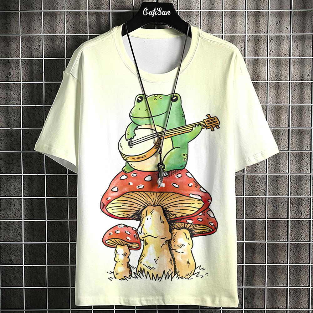 Kreslené tričko pro muže vzor japonský ropucha krátký rukáv ležérní top léto ležérní pánské oblečení oversized outdoor streetwear