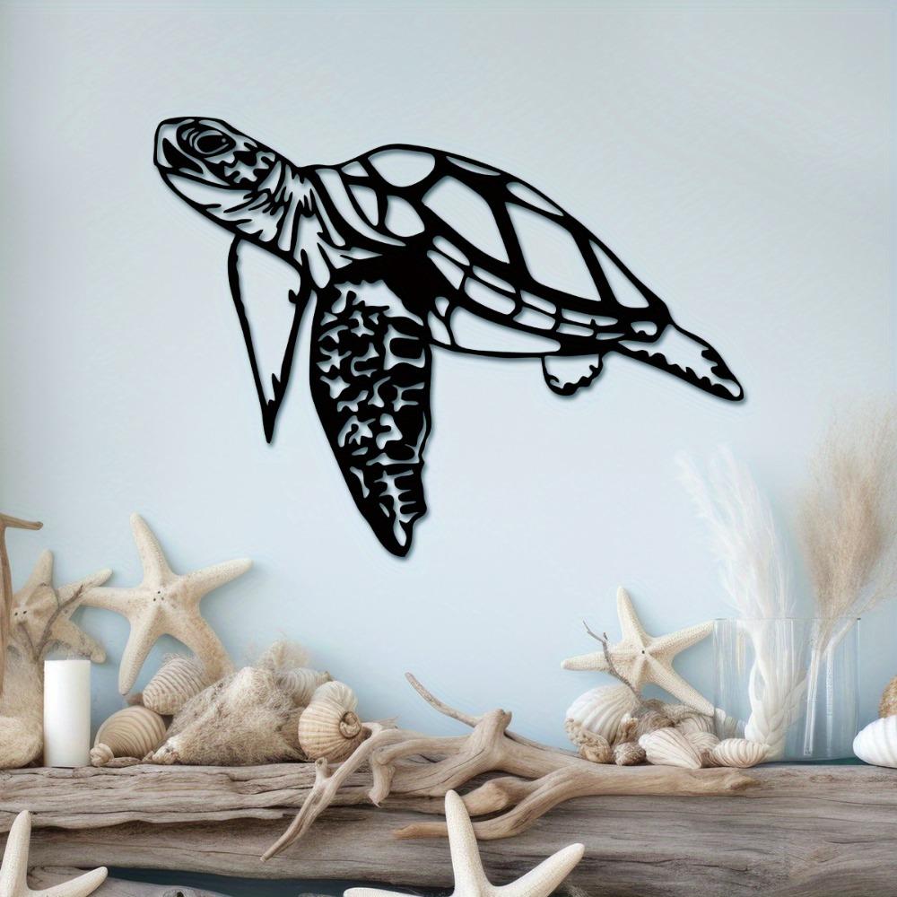 1pc Metal Sea Turtle Wall Art, Marine Life Iron Sculpture, Spiritual Wildlife Decor for Living Room Bedroom Indoor Home